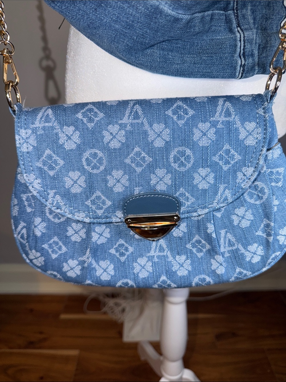 Denim  NWOT 3 AM monogram Crossbody bag with large front pocket. 10 X 7 x2